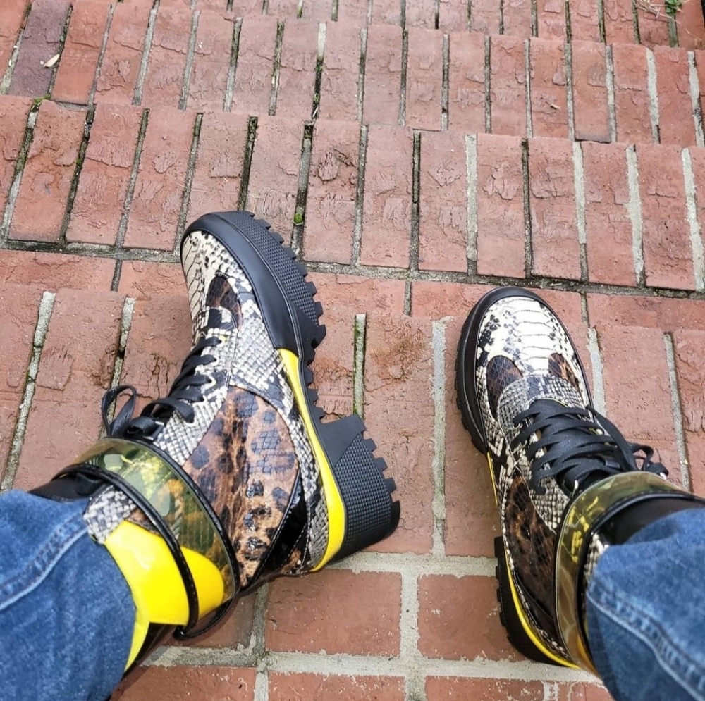 Snakeskin, multicolored, animal print, platform boot - Picture 3 of 6